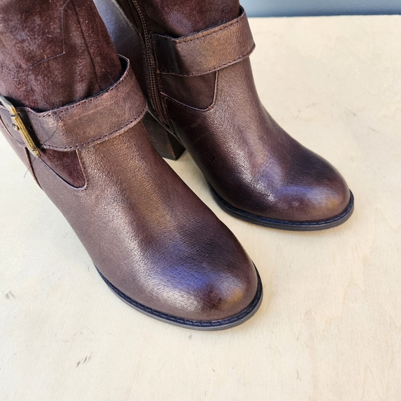 Steve Madden Redondo Brown Leather Heeled Boots - Size 8 M - Picture 5 of 11